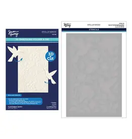 SPELLBINDERS SPELLBINDERS SIMON HURLEY HUMMINGBIRD GARDEN 3D EMBOSSING FOLDER AND STENCIL