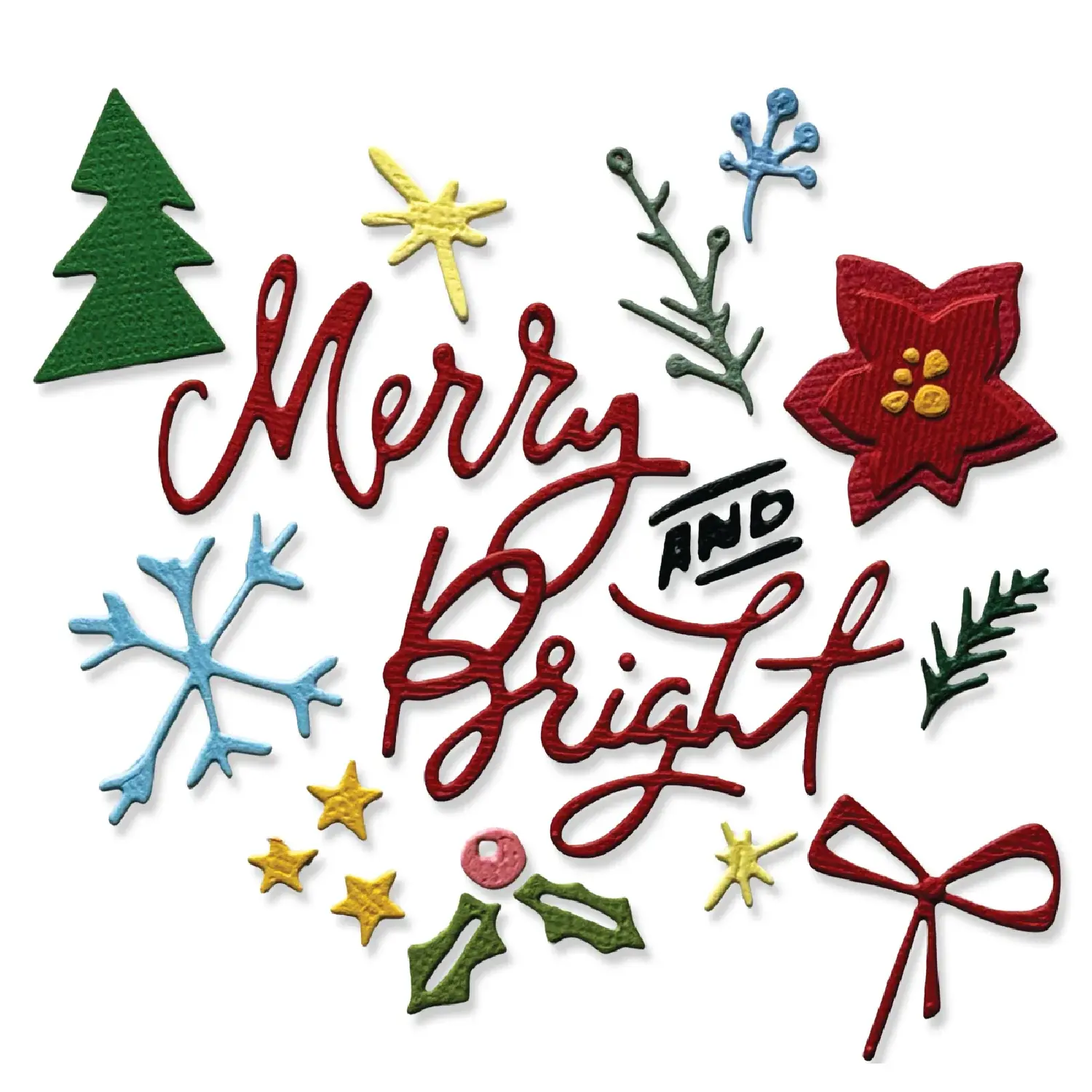 SIZZIX SIZZIX TIM HOLTZ SIDEKICK SIDE-ORDER THINLITS/ TEXTURE FADES MERRY + BRIGHT EMBOSSING FOLDER & DIE SET