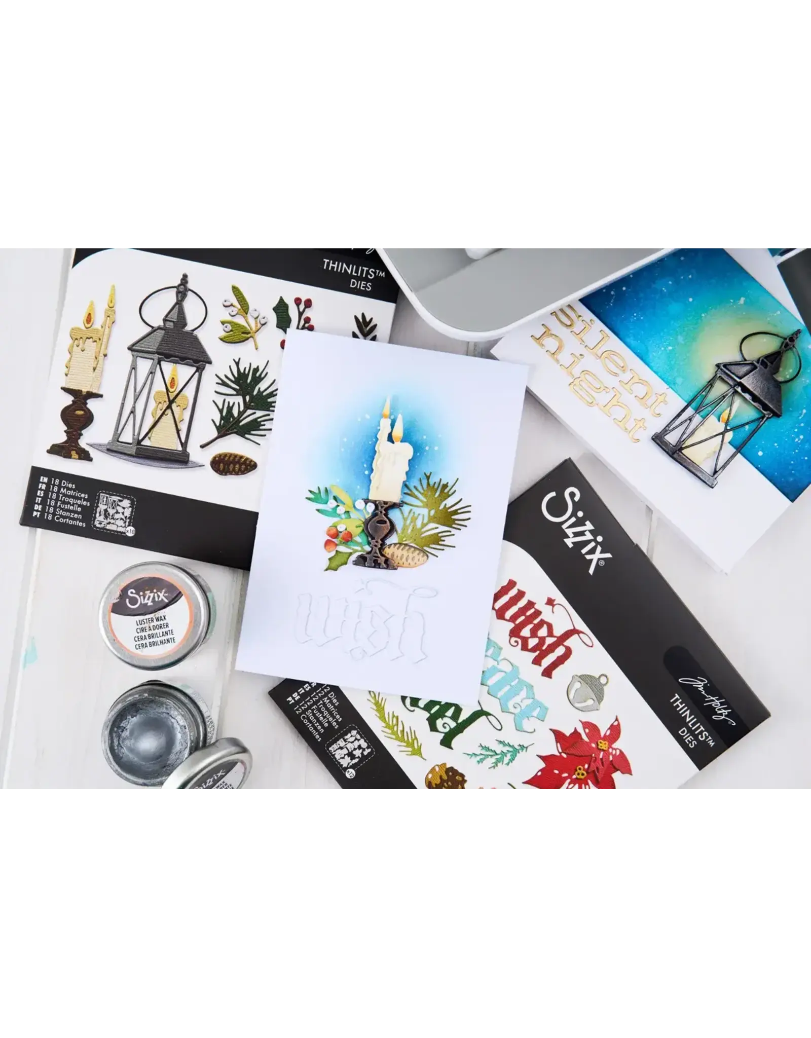SIZZIX SIZZIX TIM HOLTZ THINLITS VAULT WINTER CANDLELIGHT DIE SET