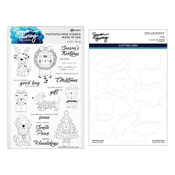 SPELLBINDERS SPELLBINDERS SIMON HURLEY CHRISTMAS PETS CLEAR STAMP AND DIE BUNDLE