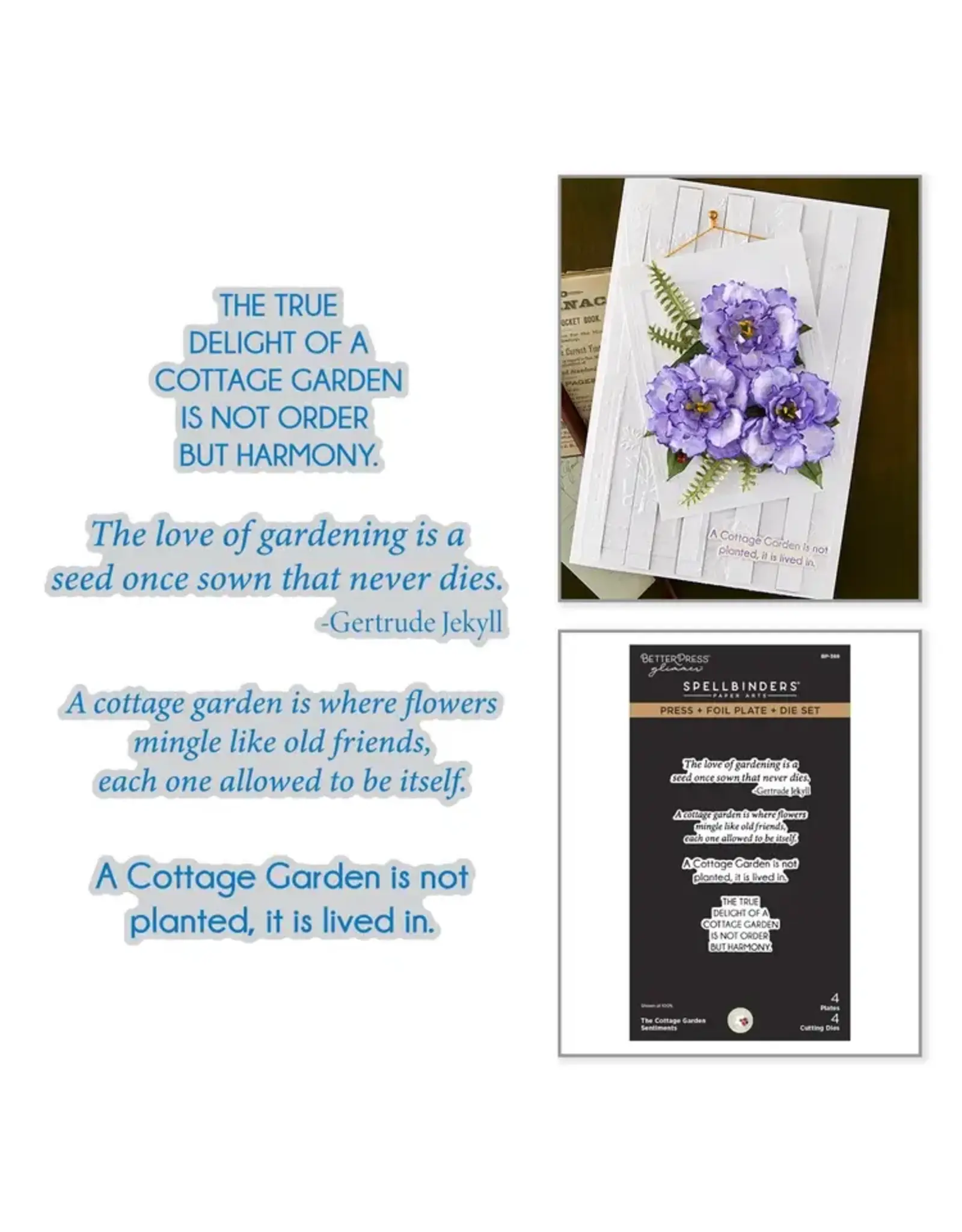 SPELLBINDERS SPELLBINDERS BETTERPRESS SUSAN TIERNEY-COCKBURN MESSAGES POUR JARDIN CHAMPÊTRE  PLAQUE DE PRESSE ET DE DORURE