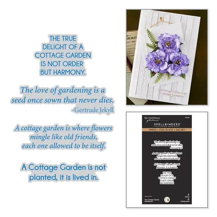 SPELLBINDERS SPELLBINDERS BETTERPRESS SUSAN TIERNEY-COCKBURN THE COTTAGE GARDEN SENTIMENTS PRESS + FOIL PLATE & DIE SET