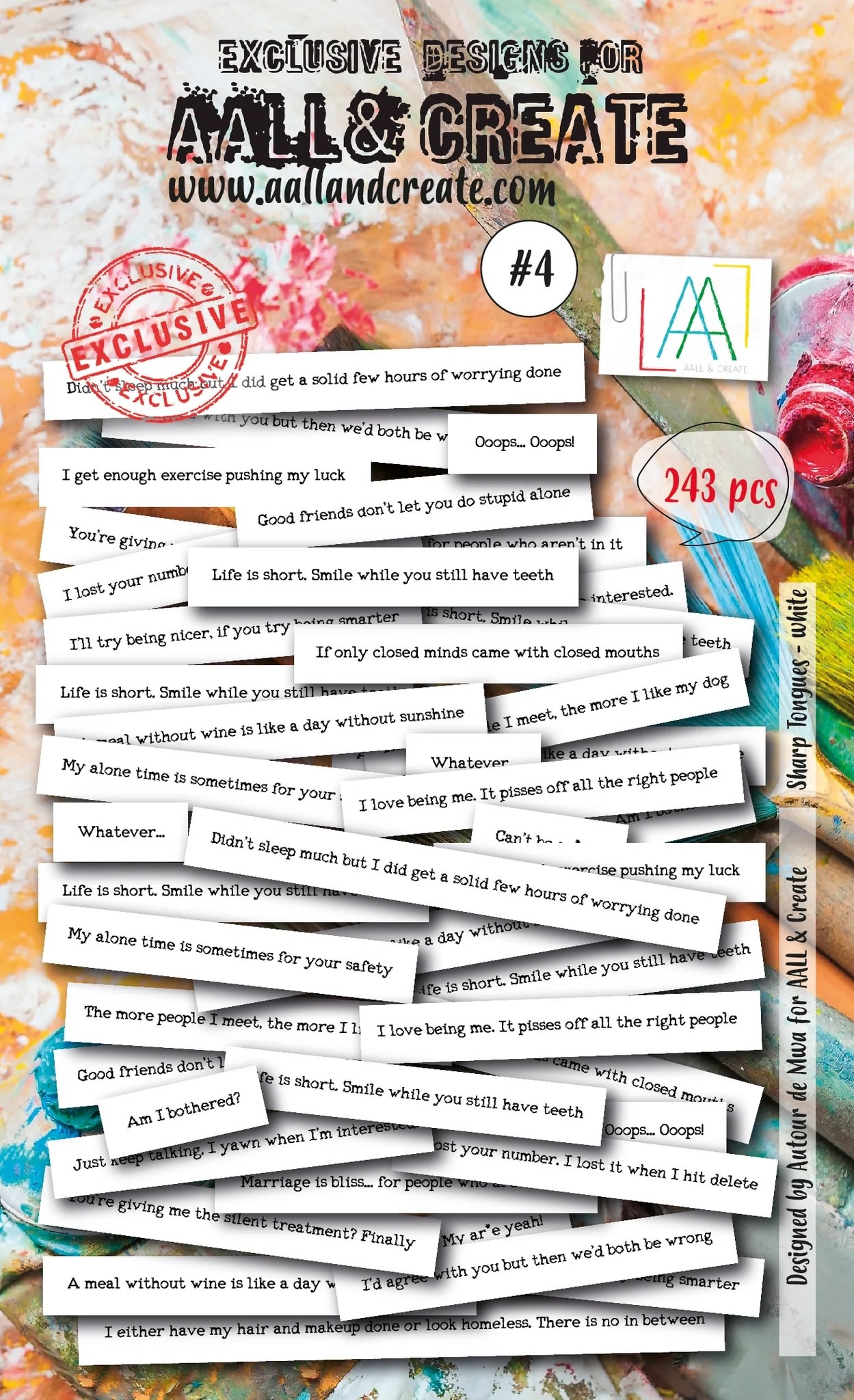 AALL & CREATE AALL & CREATE AUTOUR DE MWA #4 SHARP TONGUES WHITE DIE CUTS 243/PK