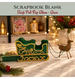 CRAFTREAT CRAFTREAT SCRAPBOOK SLEIGH PULL FLAP ALBUM GREEN