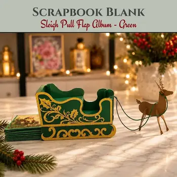 CRAFTREAT CRAFTREAT SCRAPBOOK SLEIGH PULL FLAP ALBUM GREEN