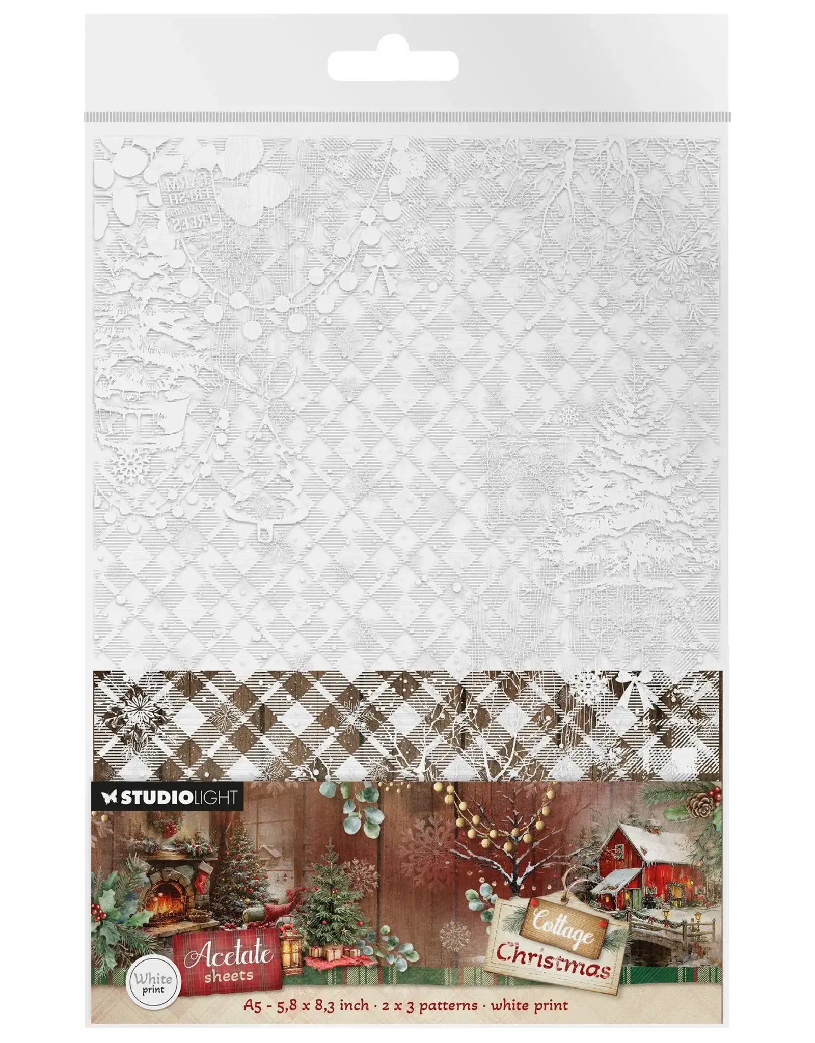STUDIOLIGHT STUDIOLIGHT COTTAGE CHRISTMAS PLAID & SNOW ACETATE SHEETS