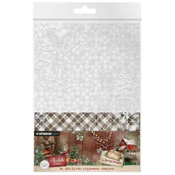 STUDIOLIGHT STUDIOLIGHT COTTAGE CHRISTMAS PLAID & SNOW ACETATE SHEETS