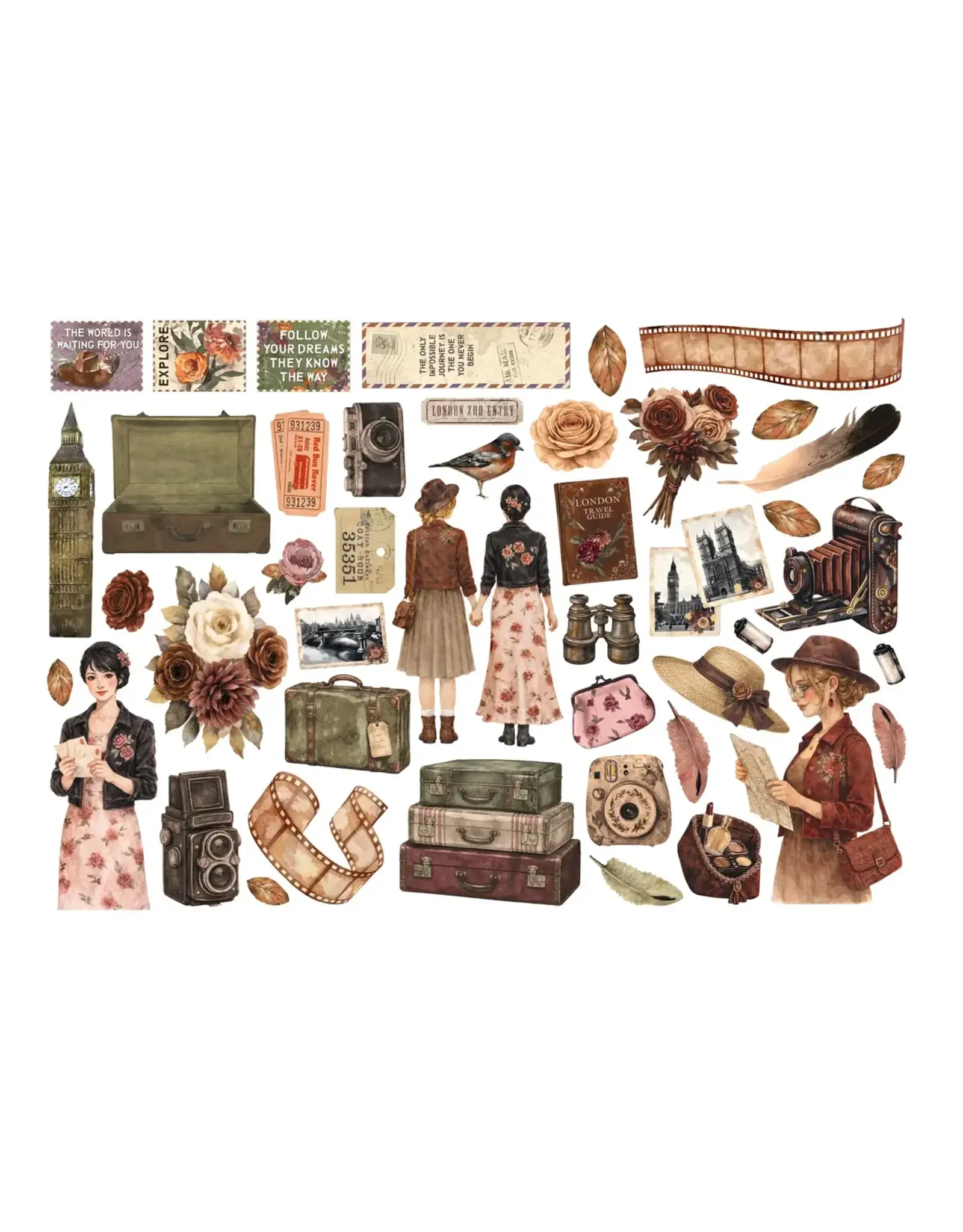 STAMPERIA STAMPERIA OUR WAY EPHEMERA ADHESIVE PAPER CUT OUTS