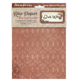 STAMPERIA STAMPERIA OUR WAY ASSORTED A6 RICE PAPER DECOUPAGE BACKGROUNDS 10.5X14.8CM 8/PK