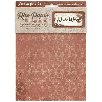 STAMPERIA STAMPERIA OUR WAY ASSORTED A6 RICE PAPER DECOUPAGE BACKGROUNDS 10.5X14.8CM 8/PK