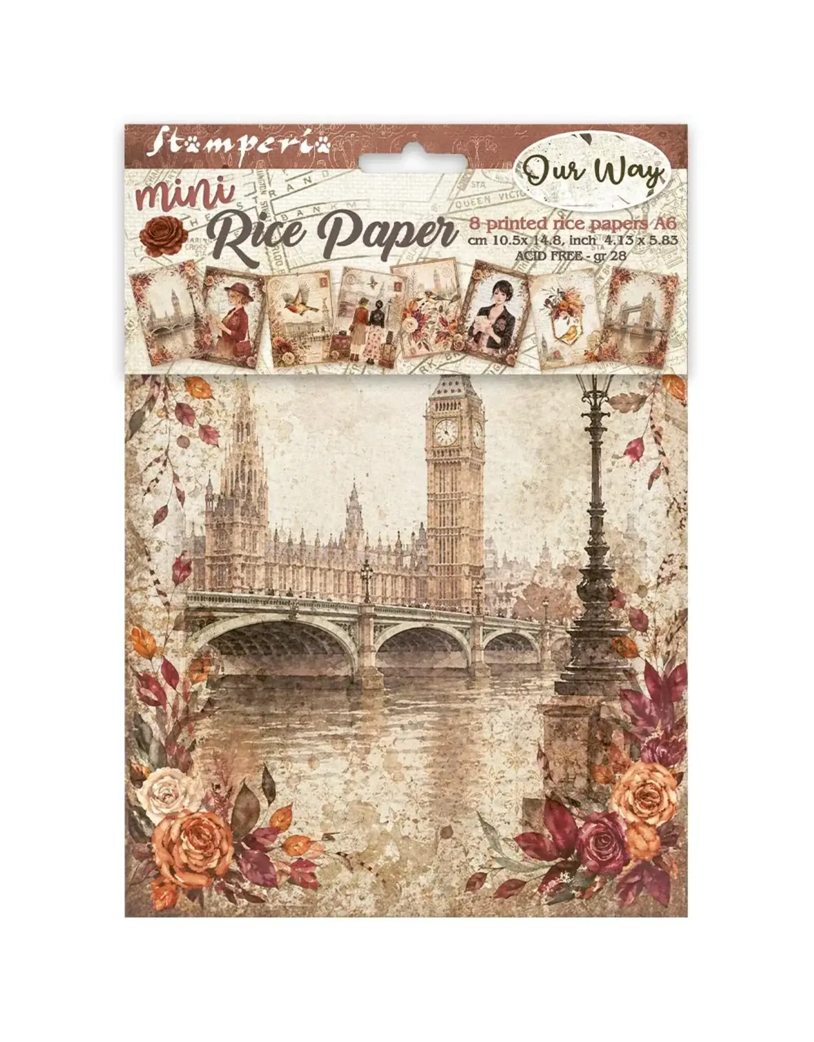 STAMPERIA STAMPERIA OUR WAY MINI PAPIER DE RIZ A6 8/PK
