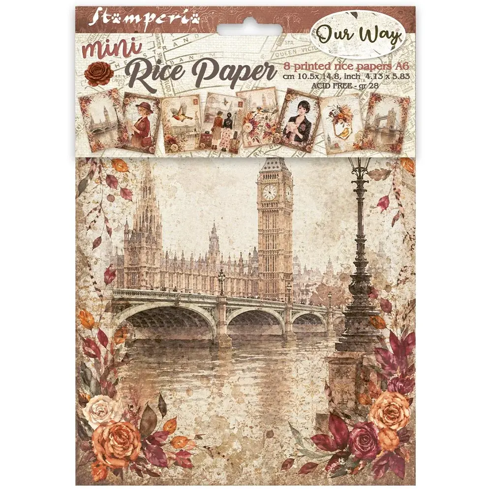STAMPERIA STAMPERIA OUR WAY A6 MINI RICE PAPER 8/PK