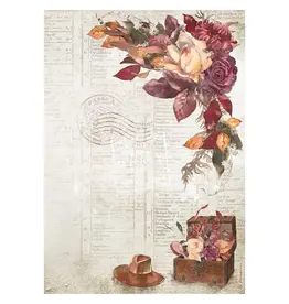 STAMPERIA STAMPERIA OUR WAY CHEST AND HAT A4 RICE PAPER