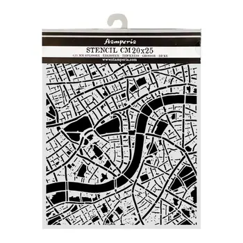 STAMPERIA STAMPERIA OUR WAY STREET MAP 20x25cm STENCIL