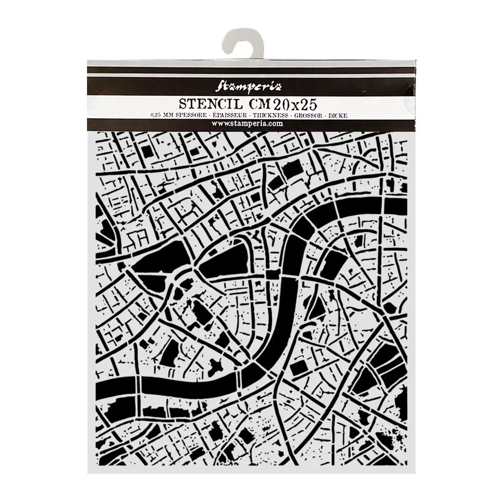 STAMPERIA STAMPERIA OUR WAY STREET MAP 20x25cm STENCIL
