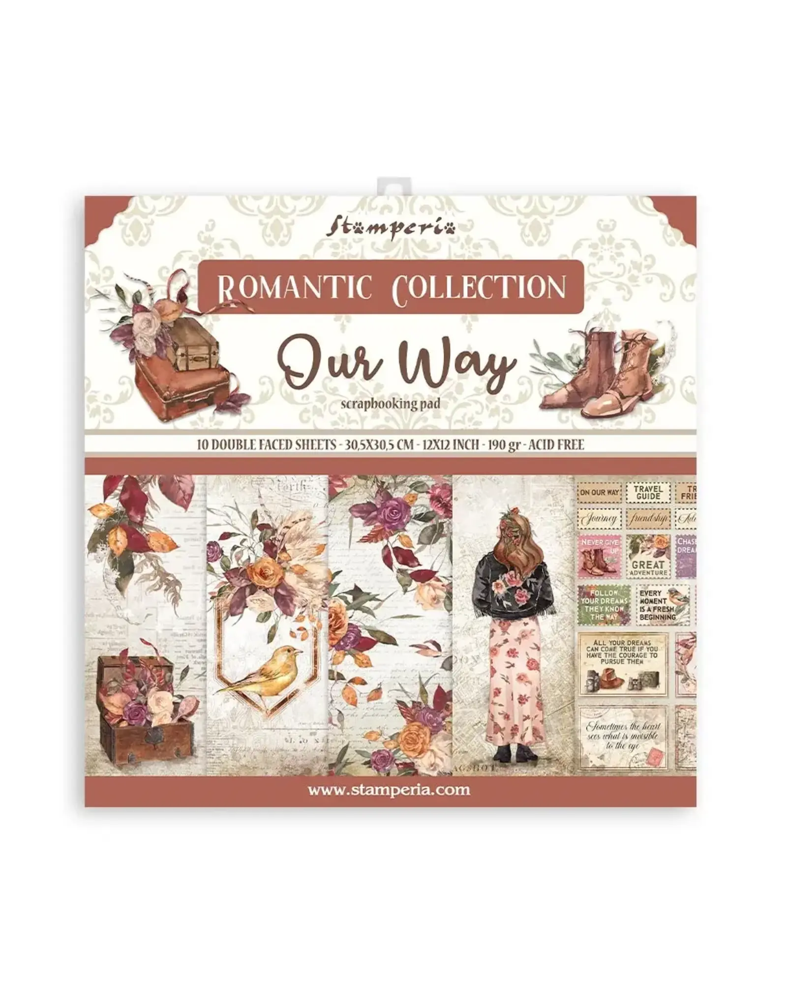 STAMPERIA STAMPERIA OUR WAY 12x12 PAQUET DE PAPIERS 10 FEUILLES