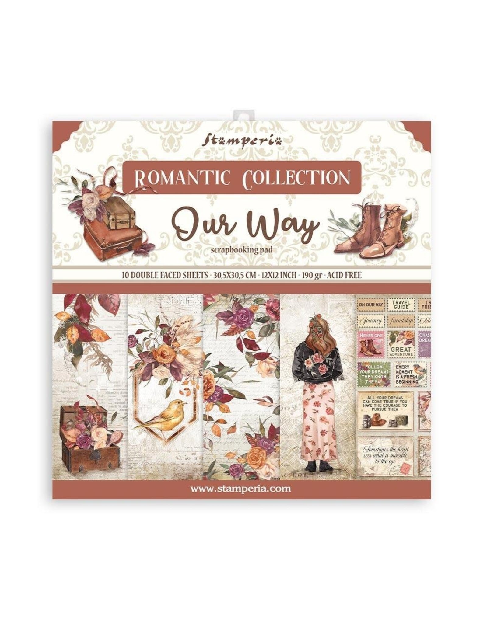 STAMPERIA STAMPERIA OUR WAY 12x12 PAQUET DE PAPIERS 10 FEUILLES