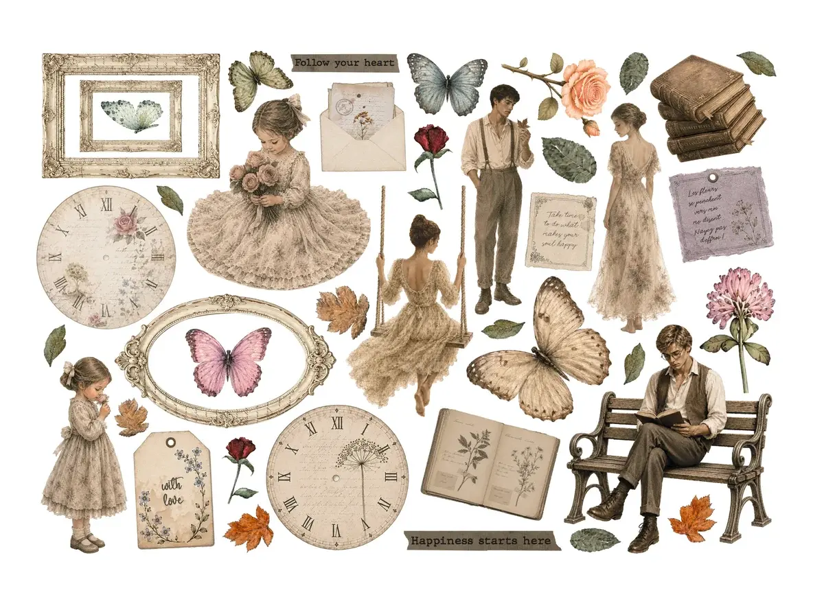 STAMPERIA STAMPERIA FLOWERS AND POEMS EPHEMERA ADHESIVE PAPER CUT OUTS