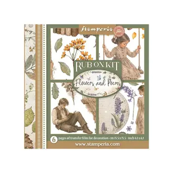STAMPERIA STAMPERIA FLOWERS AND POEMS ASSORTED RUB-ONS 6/PK