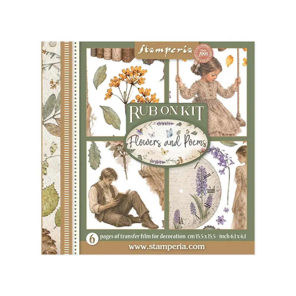 STAMPERIA STAMPERIA FLOWERS AND POEMS ASSORTED RUB-ONS 6/PK