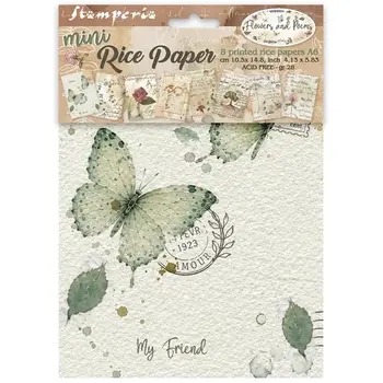 STAMPERIA STAMPERIA FLOWERS AND POEMS MINI PAPIER DE RIZ A6 8/PK