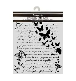 STAMPERIA STAMPERIA FLOWERS AND POEMS LETTRE ET PAPILLONS 20x25cm POCHOIR