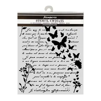 STAMPERIA STAMPERIA FLOWERS AND POEMS LETTER AND BUTTERFLIES 20x25cm STENCIL
