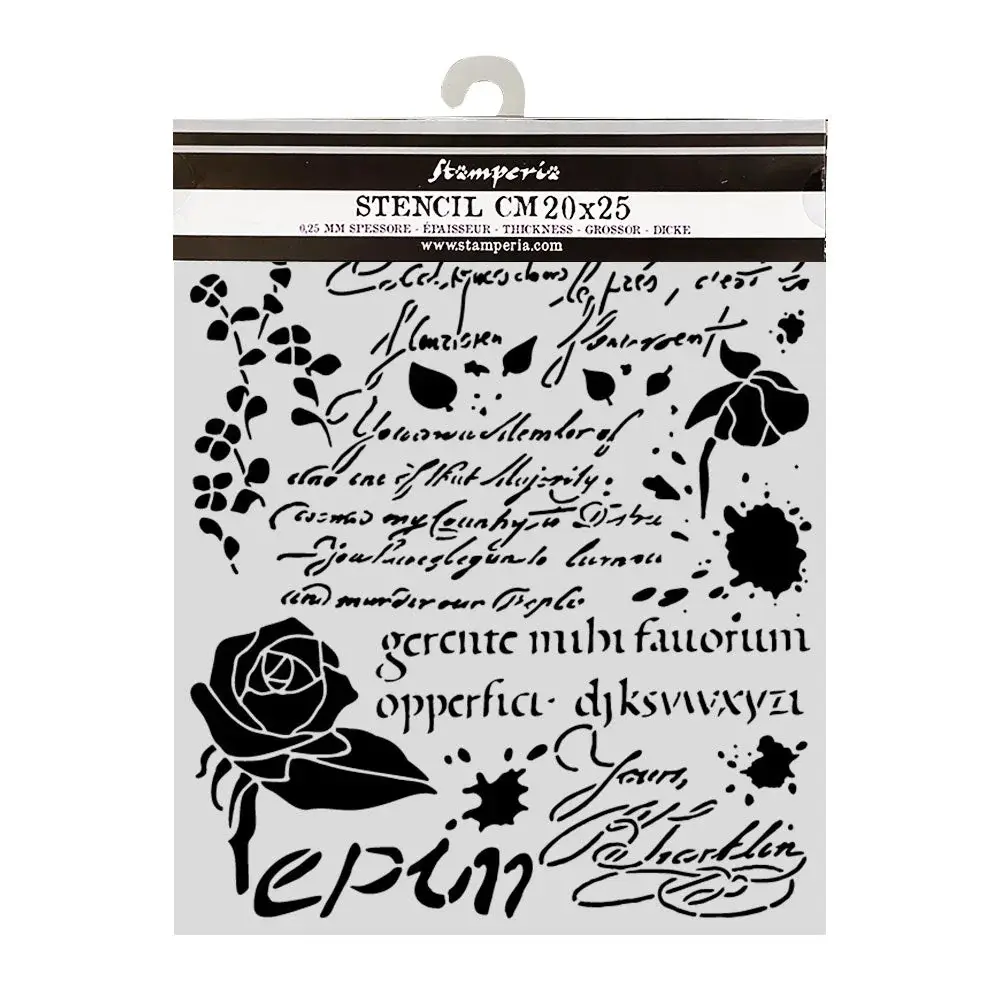 STAMPERIA STAMPERIA FLOWERS AND POEMS LATIN INSPIRATIONS 20x25cm STENCIL