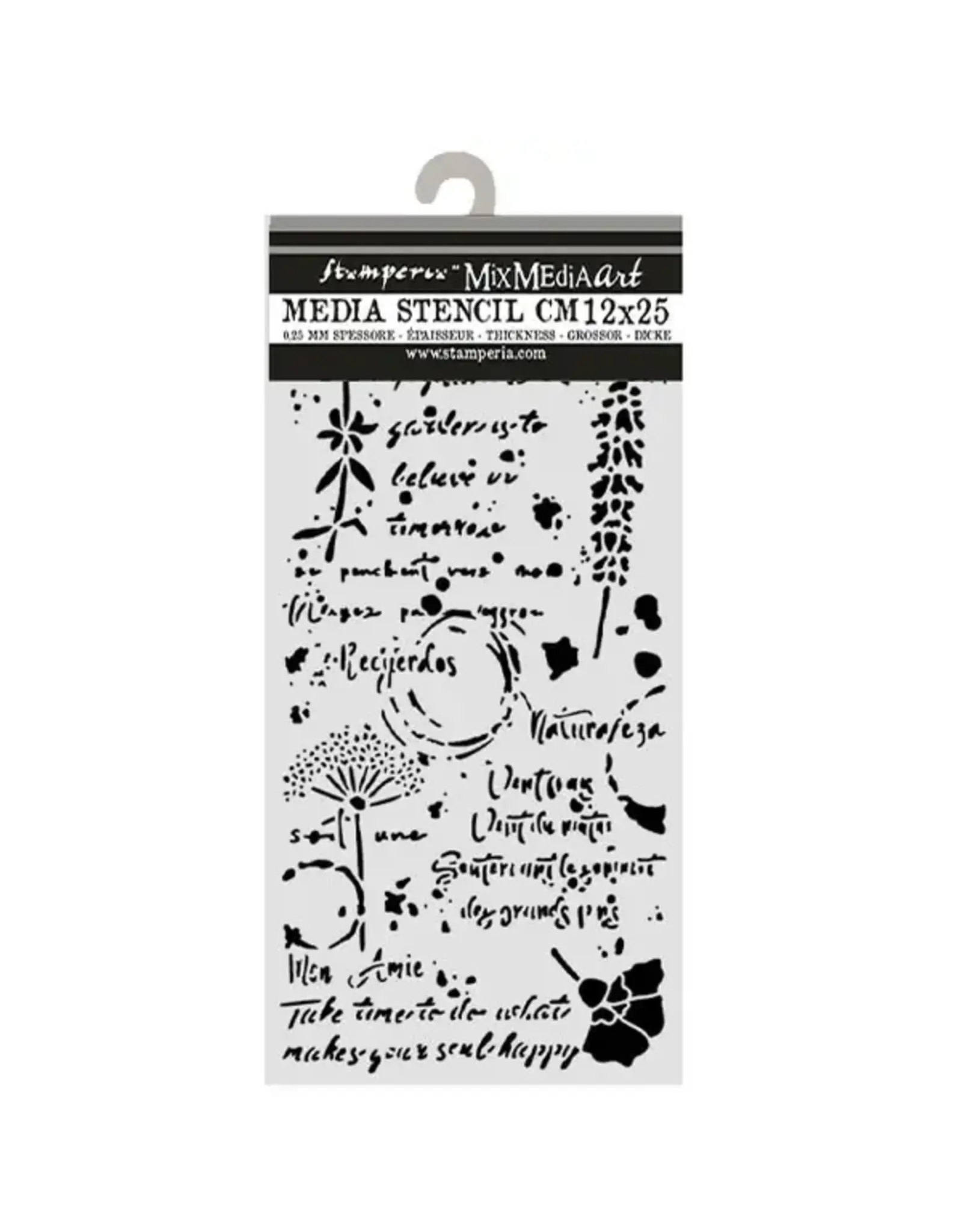 STAMPERIA STAMPERIA FLOWERS AND POEMS FLEURS ET ÉCRITS 12x25cm POCHOIR