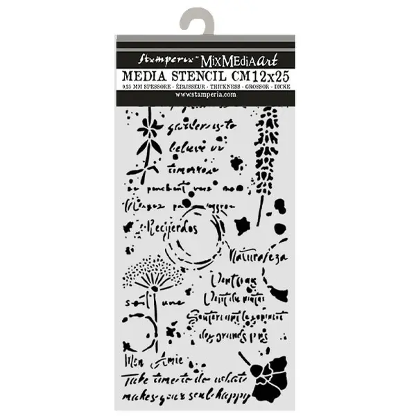 STAMPERIA STAMPERIA FLOWERS AND POEMS FLOWERS AND WRITINGS 12x25cm STENCIL