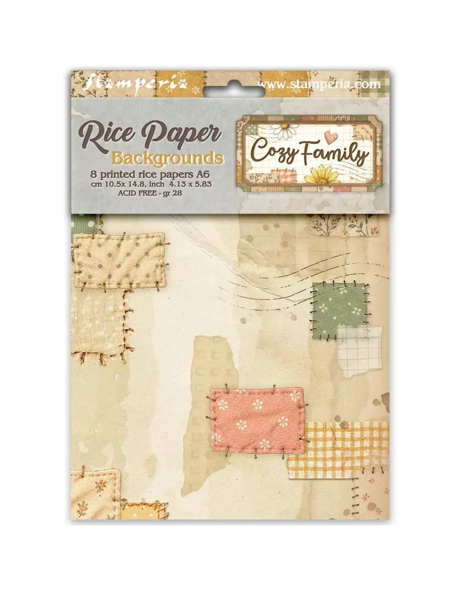 STAMPERIA STAMPERIA COZY FAMILY PAPIER DE RIZ A6 ARRIÈRE-PLAN 8/PK