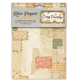 STAMPERIA STAMPERIA COZY FAMILY ASSORTED A6 RICE PAPER DECOUPAGE BACKGROUNDS 10.5X14.8CM 8/PK