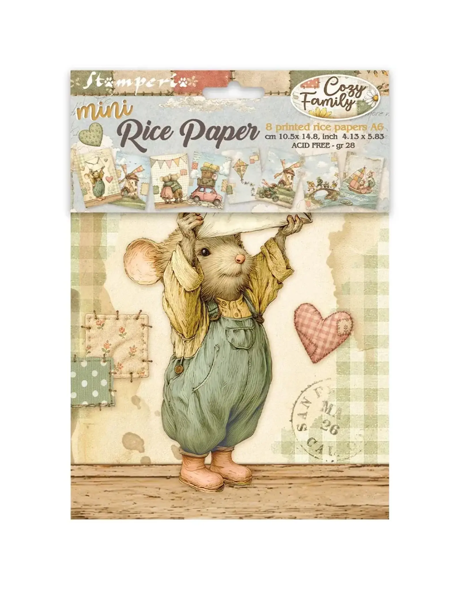 STAMPERIA STAMPERIA COZY FAMILY A6 MINI RICE PAPER 8/PK