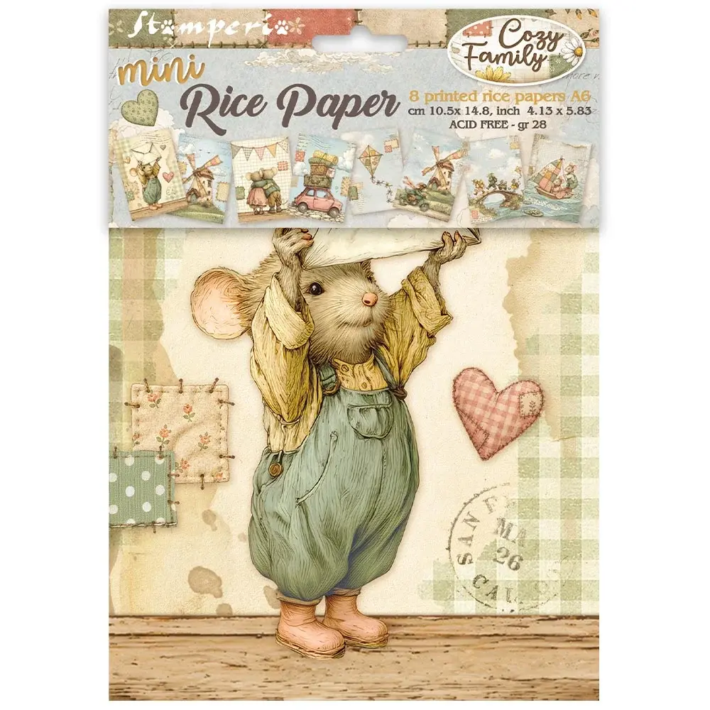 STAMPERIA STAMPERIA COZY FAMILY A6 MINI RICE PAPER 8/PK