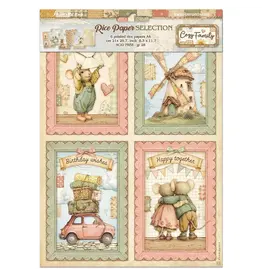 STAMPERIA STAMPERIA COZY FAMILY ASSORTED A4 RICE PAPER 6/PK