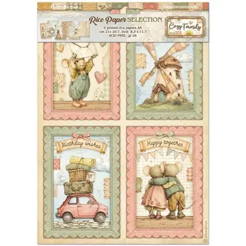 STAMPERIA STAMPERIA COZY FAMILY PAPIER DE RIZ A4 6/PK