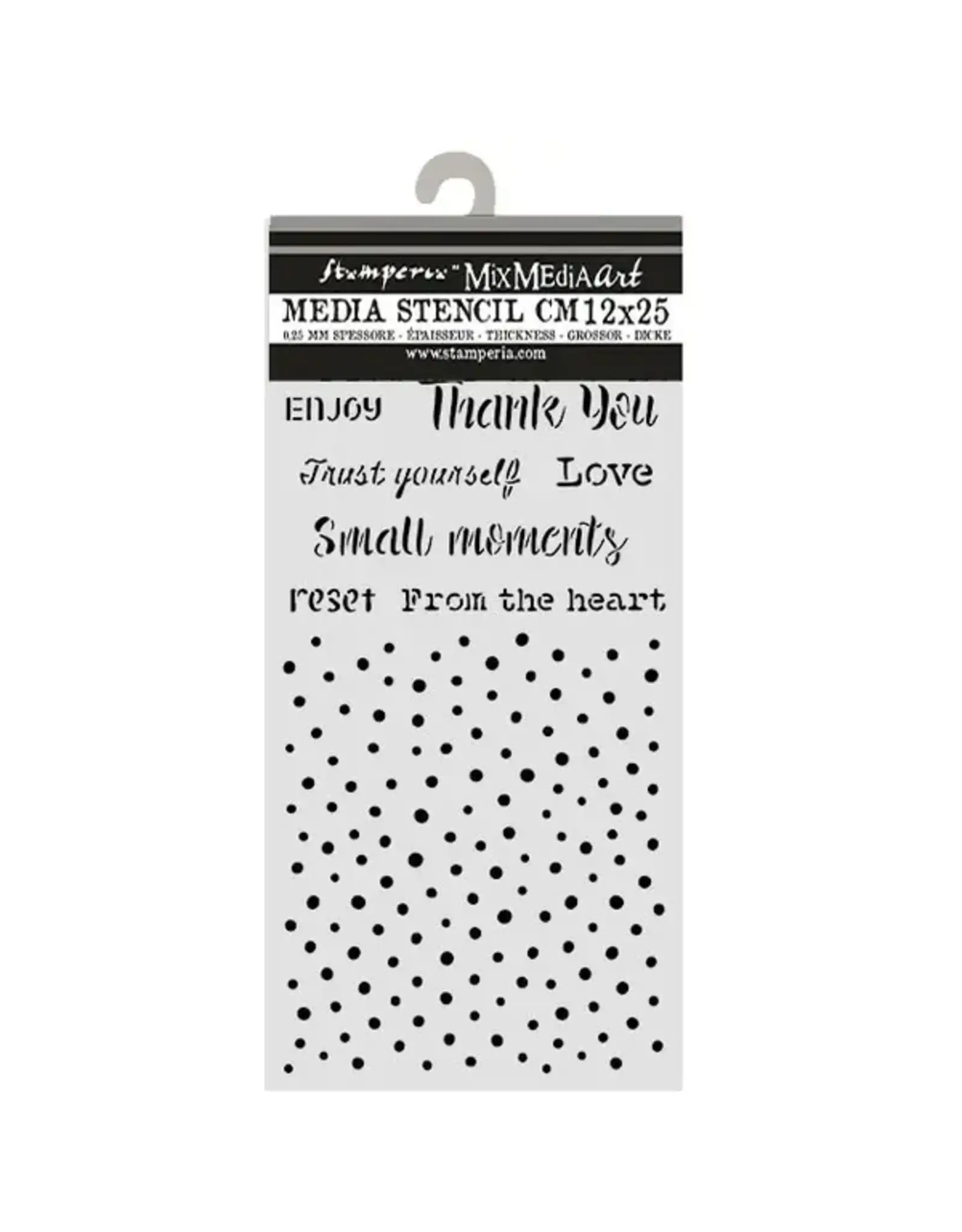 STAMPERIA STAMPERIA COZY FAMILY WRITINGS AND DOTS 12x25cm STENCIL