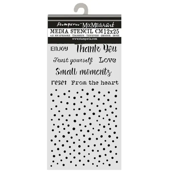 STAMPERIA STAMPERIA COZY FAMILY WRITINGS AND DOTS 12x25cm STENCIL