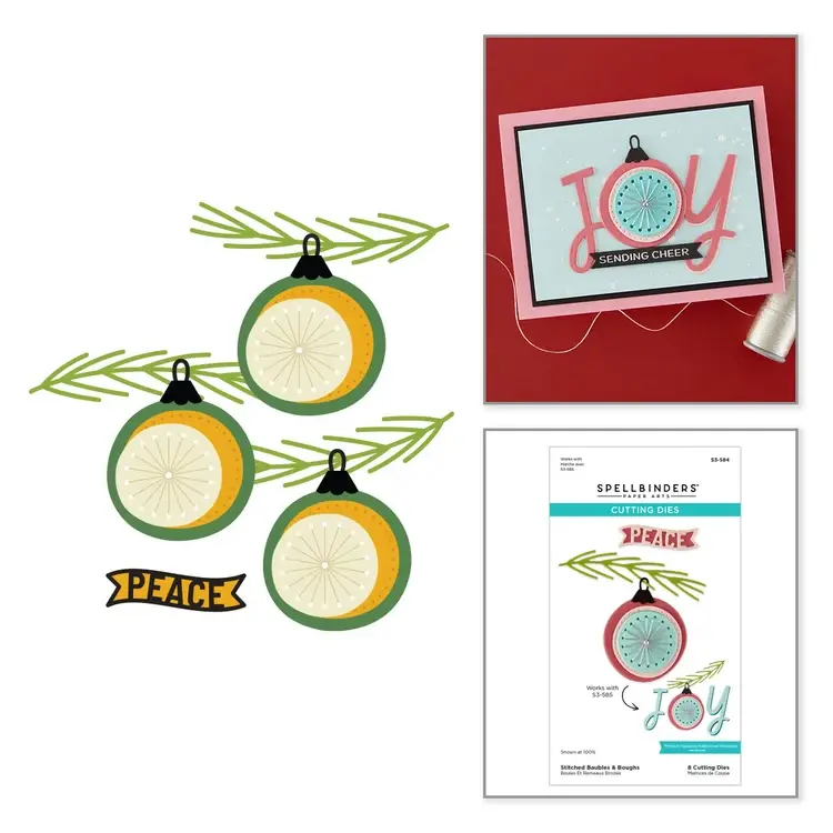 SPELLBINDERS SPELLBINDERS BOULES ET BRANCHES BRODÉES ENSEMBLE DE MATRICES DE DÉCOUPE