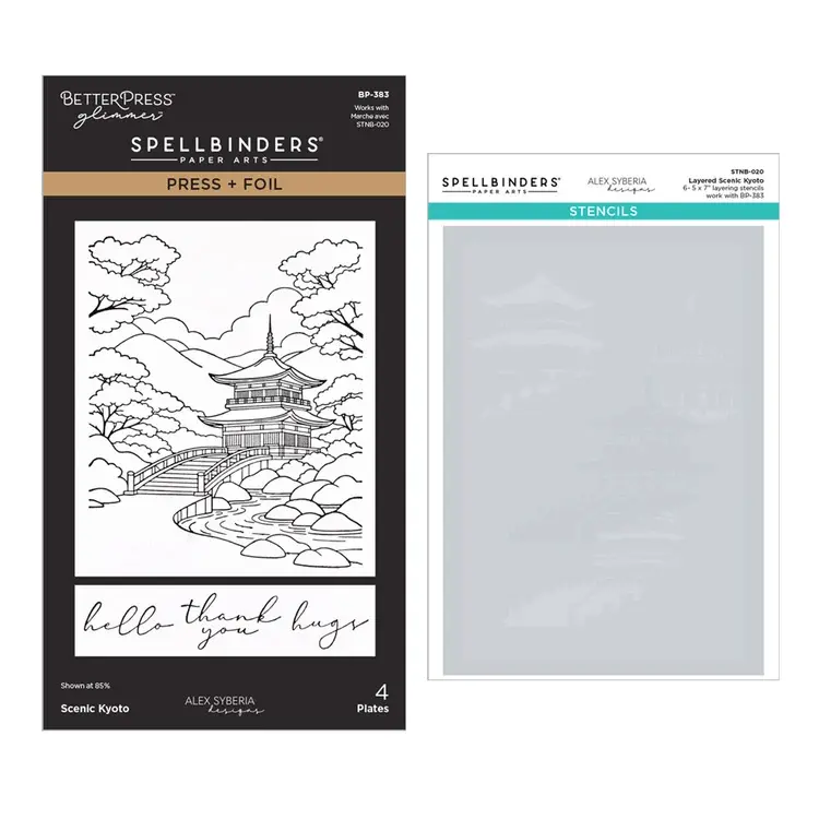 SPELLBINDERS SPELLBINDERS BETTERPRESS ALEX SYBERIA L'AUTOMNE À KYOTO PLAQUE DE PRESSE ET DE DORURE ET POCHOIR