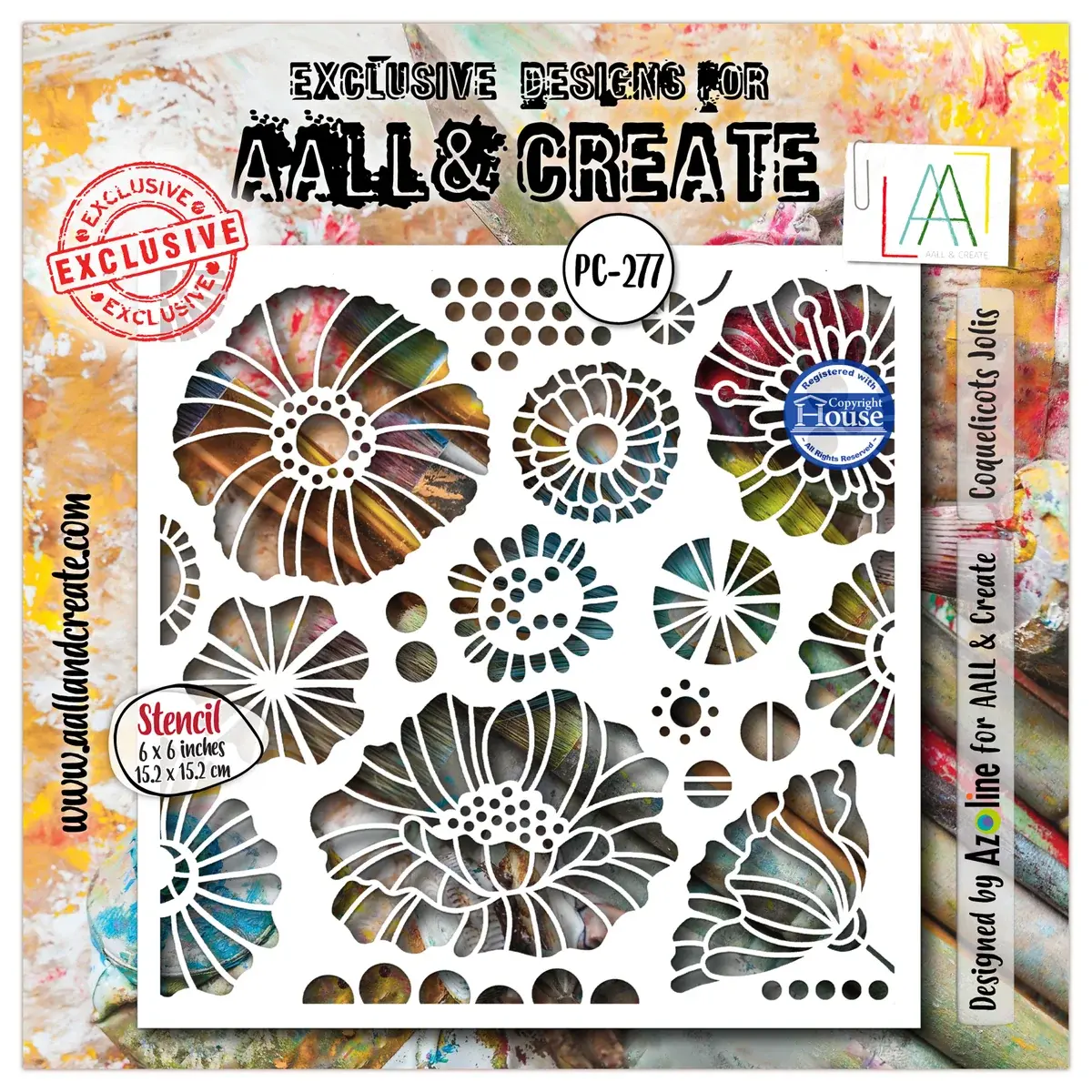 AALL & CREATE AALL & CREATE AZ LINE #277 COQUELICOT JOLIS 6X6 POCHOIR