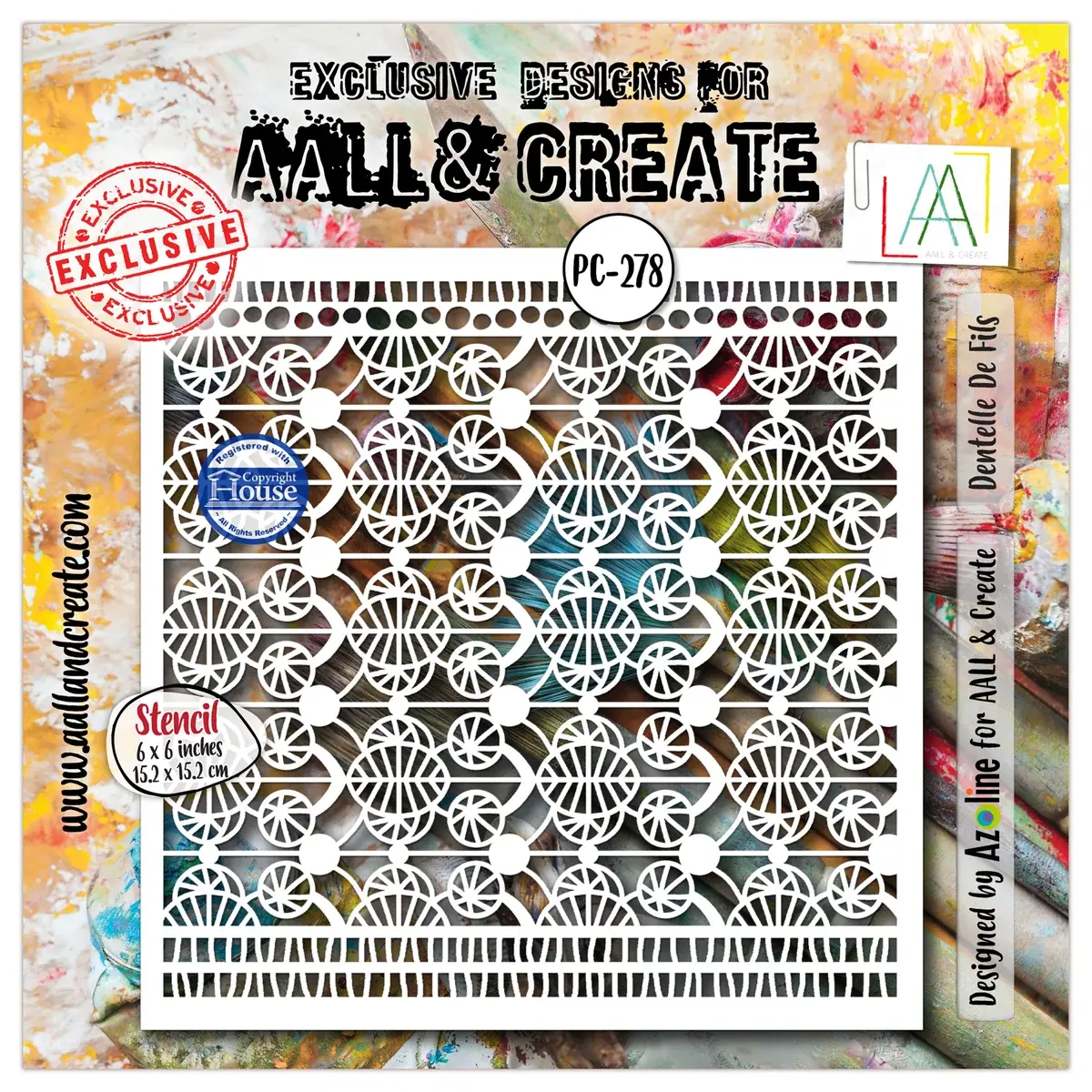 AALL & CREATE AALL & CREATE AZ LINE #278 DENTELLE DE FILS 6X6 POCHOIR