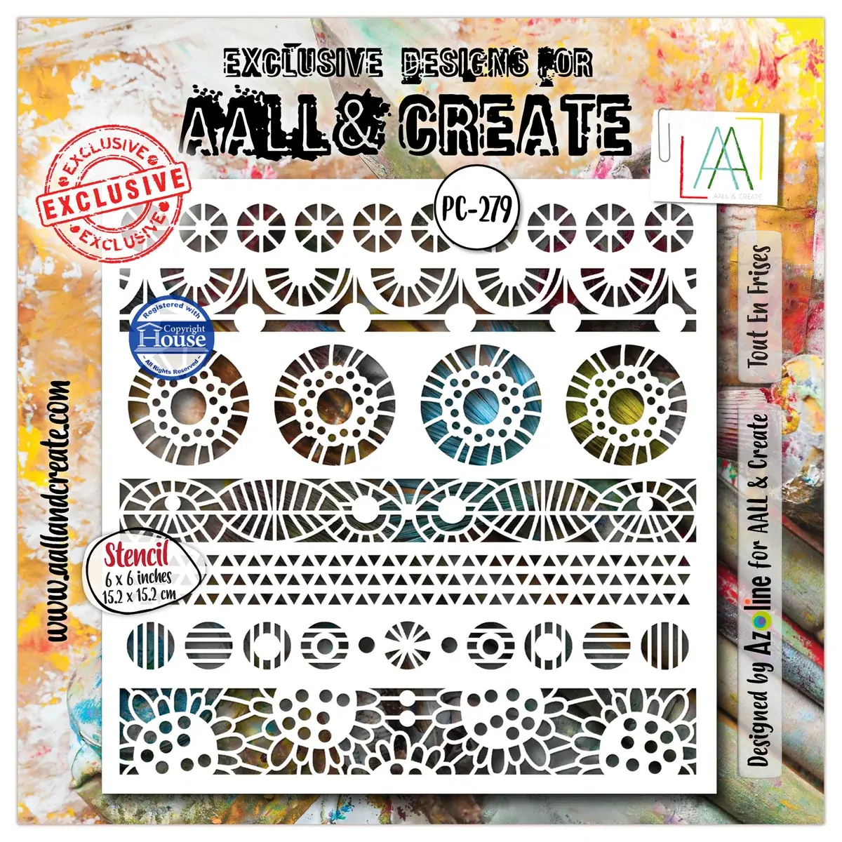 AALL & CREATE AALL & CREATE AZ LINE #279 TOUT EN FRISES 6X6 POCHOIR