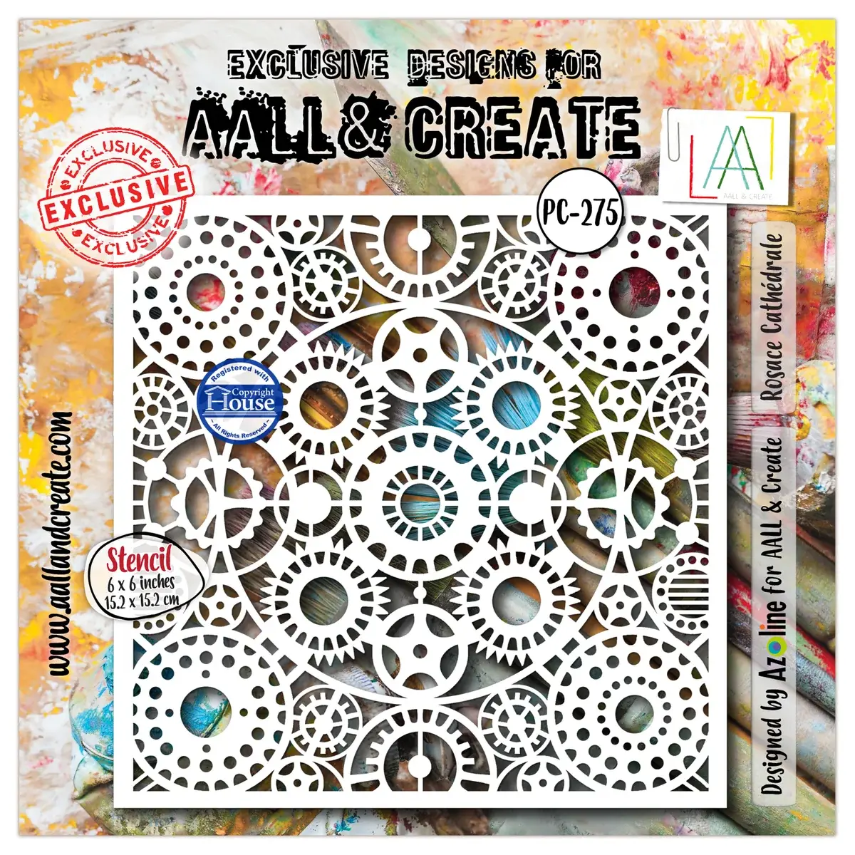 AALL & CREATE AALL & CREATE AZ LINE #275 ROSACE CATHÉDRALE 6X6 POCHOIR