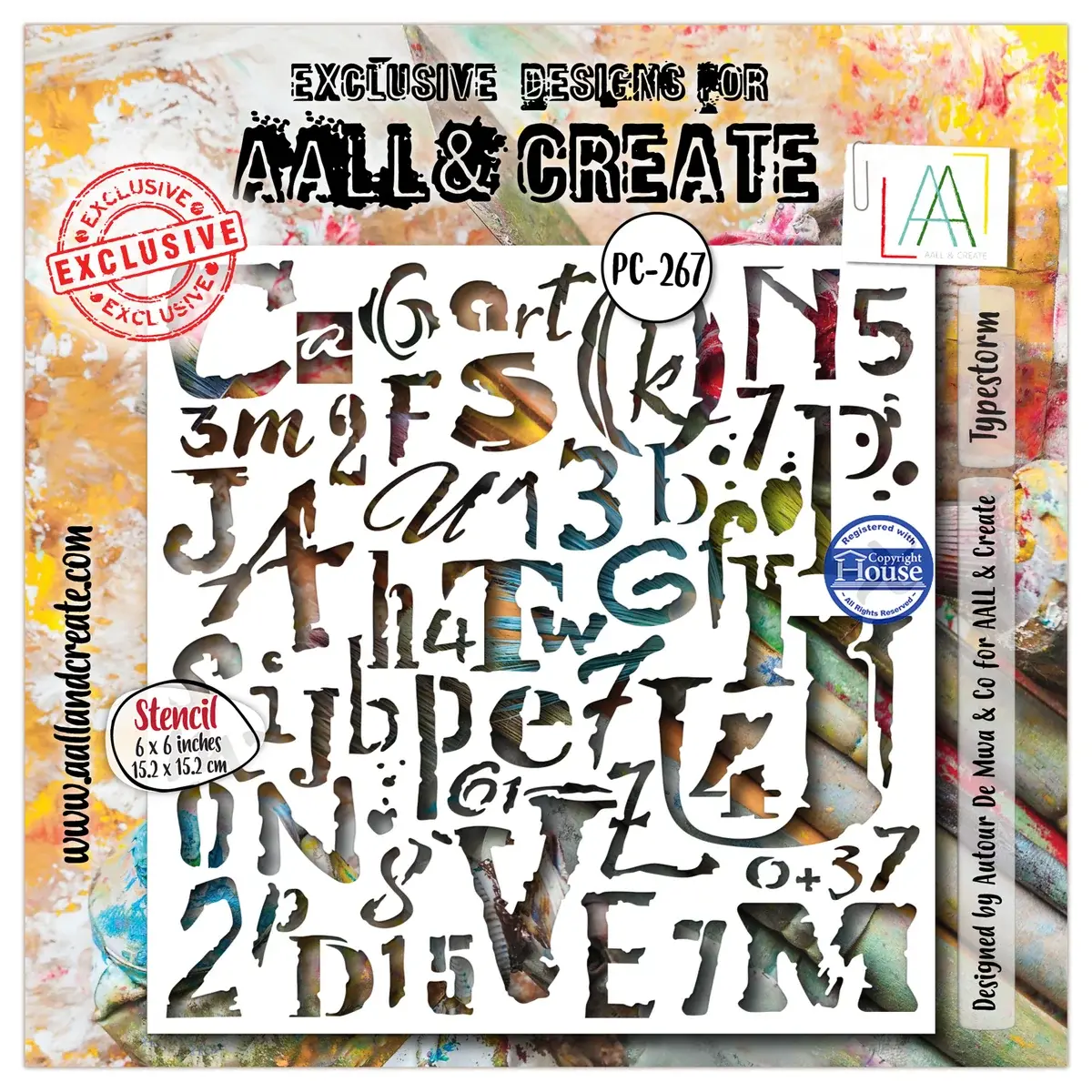 AALL & CREATE AALL & CREATE AUTOUR DE MWA #267 TYPESTORM 6X6 POCHOIR