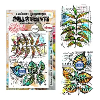 AALL & CREATE AALL & CREATE AUTOUR DE MWA #1345 STILL GREEN A6 CLEAR STAMP SET