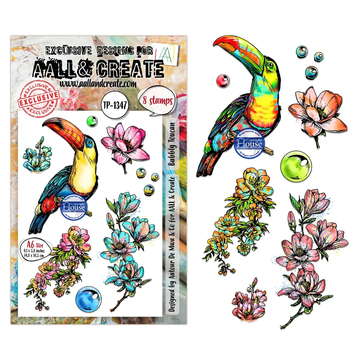 AALL & CREATE AALL & CREATE AUTOUR DE MWA #1347 TOUCAN PÉTILLANT A6 ENSEMBLE DE TAMPONS CLAIRS