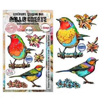 AALL & CREATE AALL & CREATE AUTOUR DE MWA #1349 ROBIN SPROUT A6 CLEAR STAMP SET