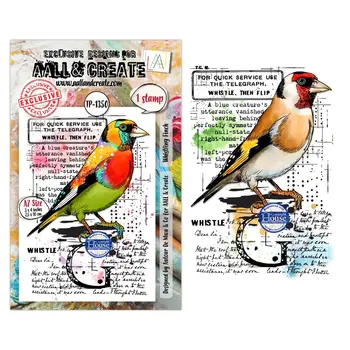 AALL & CREATE AALL & CREATE AUTOUR DE MWA #1350 WHISTLING FINCH A7 CLEAR STAMP SET