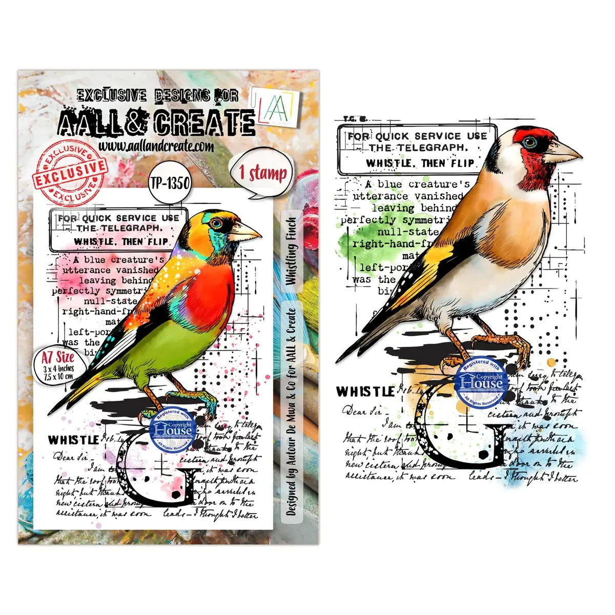 AALL & CREATE AALL & CREATE AUTOUR DE MWA #1350 SIFFLEUR À BEC JAUNE A7 TAMPON CLAIR